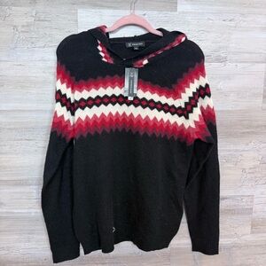NWT INC Men's Wool Cashmere Blend Fair Isle Hooded Sweater - Medium